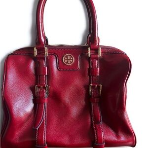 Tory Burch Red Satchel with Glossy Finish